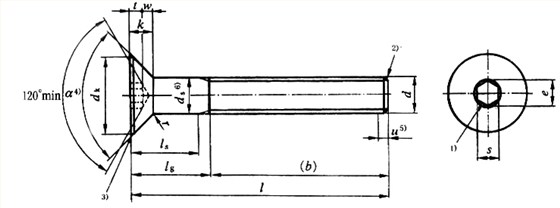 國(guó)標(biāo)號(hào)gb/70.3-2000內(nèi)六角沉頭螺絲，